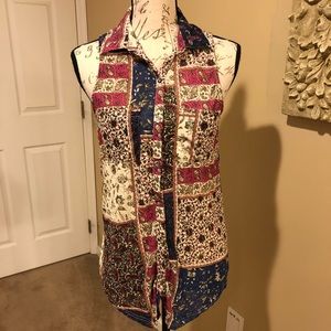 amang NY Patchwork Styled Button Down Top SZ Small